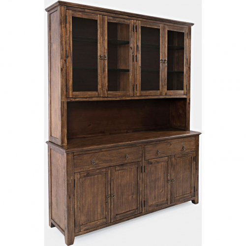 Bakersfield Hutch & Server in Wire Brush Brown Wood